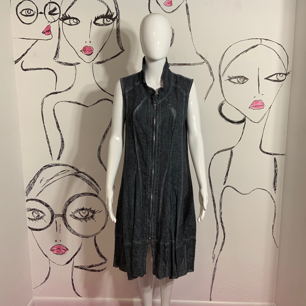 Black Wash-Out Linen Dress